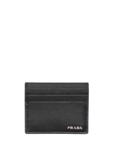 Prada Saffiano Leather Cardholder In Black