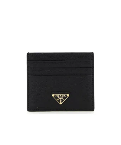 Prada Saffiano Leather Cardholder In Black