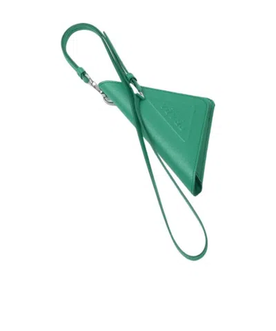 Prada Saffiano Leather Cardholder Keyring In Green