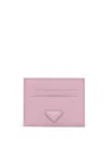 Prada Triangle Logo Leather Card Case In Rosa