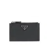 Prada Saffiano Leather Cardholder With Logo In Black