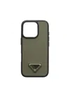 Prada Saffiano Leather Case For Iphone 16 Pro In Neutral