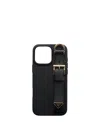 Prada Saffiano Leather Case For Iphone 16 Pro Max In Black