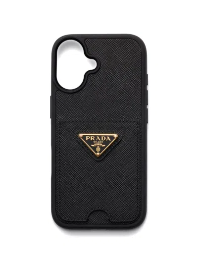 Prada Saffiano Leather Case For Iphone 17 In Black