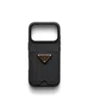Prada Leather Iphone 17 Pro Case In Black
