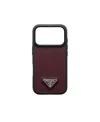 Prada Saffiano Leather Case For Iphone 17 Pro Max In Burgundy