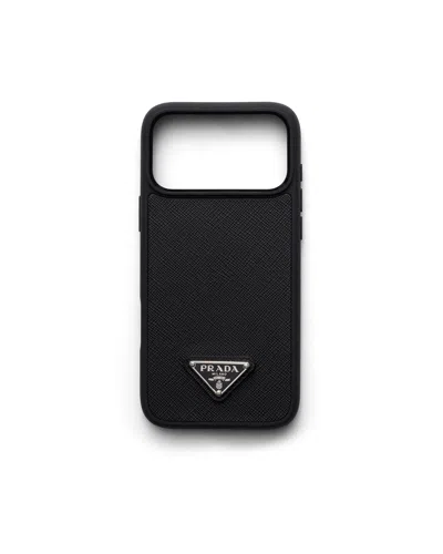 Prada Hülle Für Iphone 17 Pro Max Aus Saffiano-leder In Brown