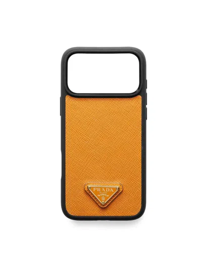 Prada Saffiano Leather Case For Iphone 17 Pro Max In Yellow