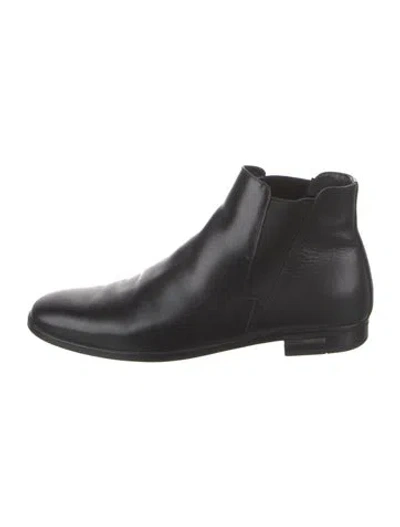 Pre-owned Prada Saffiano Leather Chelsea Boots In Black