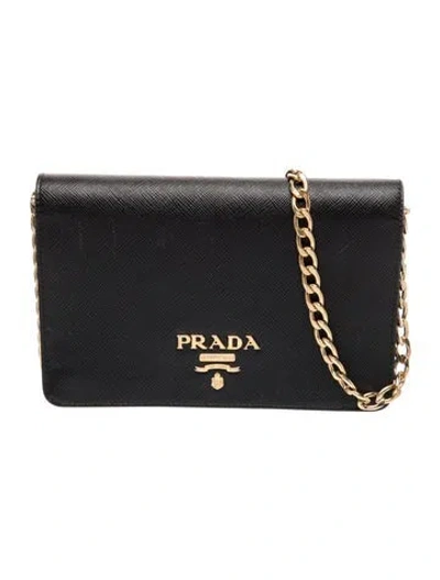 Pre-owned Prada Saffiano Leather Clutch In Black