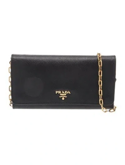 Pre-owned Prada Saffiano Leather Clutch In Black