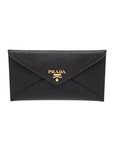 Pre-owned Prada Saffiano Leather Clutch In Black