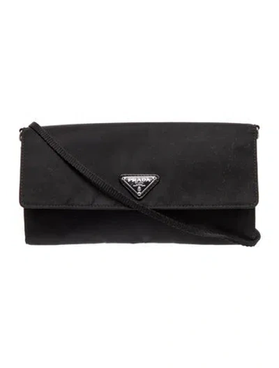 Pre-owned Prada Saffiano Leather Clutch In Black