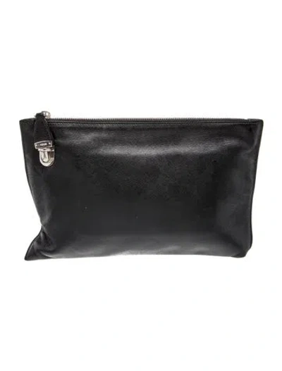 Pre-owned Prada Saffiano Leather Clutch In Black