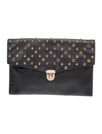 Pre-owned Prada Saffiano Leather Clutch In Black
