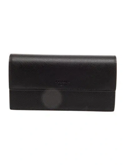 Pre-owned Prada Saffiano Leather Clutch In Black