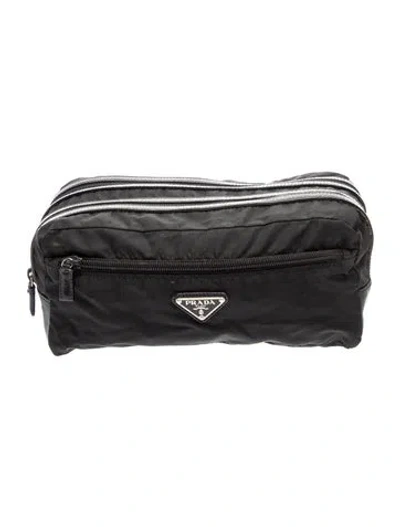 Pre-owned Prada Saffiano Leather Clutch Vintage In Black