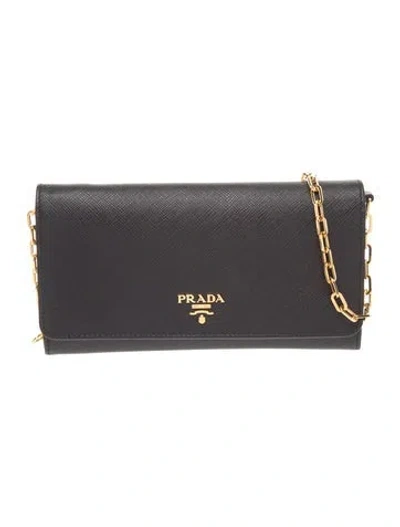 Pre-owned Prada Saffiano Leather Clutch W/ Tags In Black