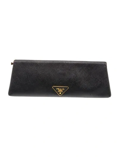 Pre-owned Prada Saffiano Leather Clutch W/ Tags In Black