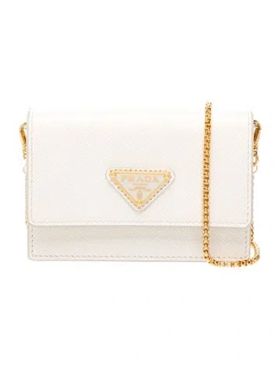 Pre-owned Prada Saffiano Leather Clutch In White