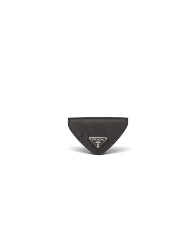 Prada Saffiano Leather Coin Purse In Black