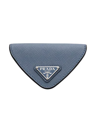 Prada Saffiano Leather Coin Purse In Blue