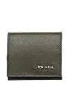 Prada Saffiano Leather Coin Purse In Green