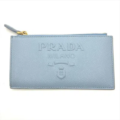 Pre-owned Prada Saffiano Leather Coin Purse/coin Case () In Blue