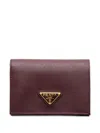 Prada Saffiano Leather Compact Wallet In Brown