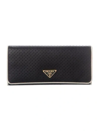 Pre-owned Prada Saffiano Leather Continental Wallet In Black