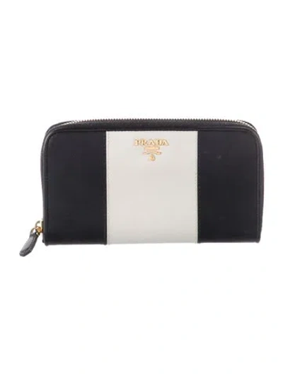 Pre-owned Prada Saffiano Leather Continental Wallet In Black/grey