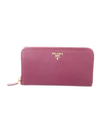 Pre-owned Prada Saffiano Leather Continental Wallet W/ Tags In Purple