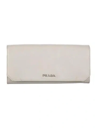 Pre-owned Prada Saffiano Leather Continental Wallet In White