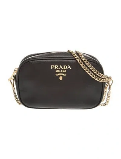 Pre-owned Prada Saffiano Leather Convertible Belt Bag In Black