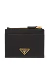 Prada Saffiano Leather Credit Card Holder In Black