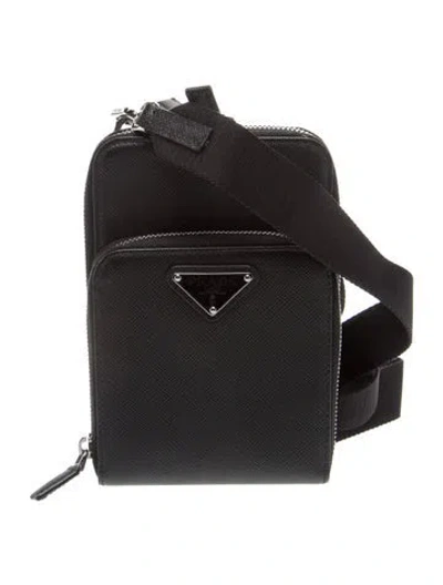 Pre-owned Prada Saffiano Leather Crossbody Bag In Black