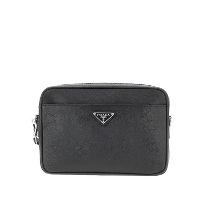 Prada Saffiano Leather Crossbody Bag In Black
