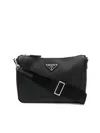 Prada Men's Leather Messenger Bag In Black