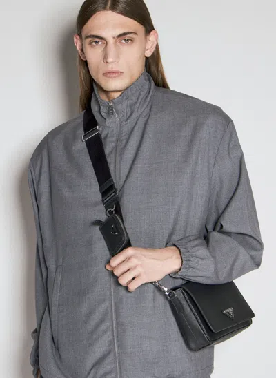 Prada Saffiano Leather Crossbody Bag In Black