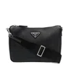 Prada Men's Leather Messenger Bag In Black