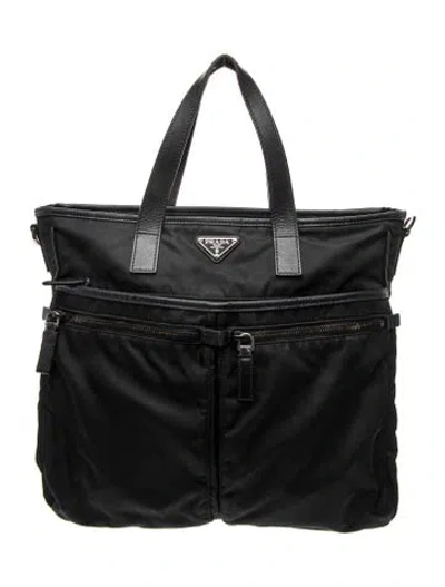 Pre-owned Prada Saffiano Leather Diaper Bag In Black