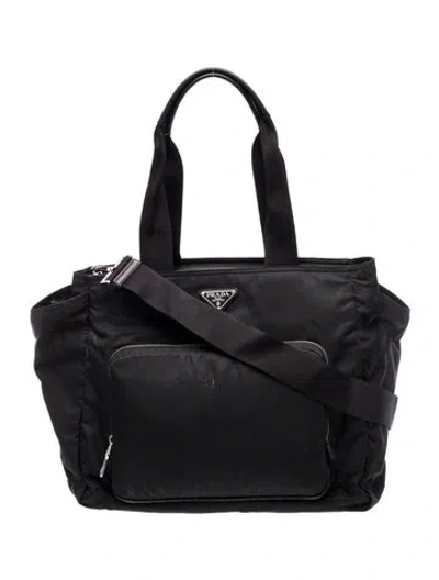 Pre-owned Prada Saffiano Leather Diaper Bag In Black