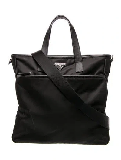 Pre-owned Prada Saffiano Leather Diaper Bag In Black