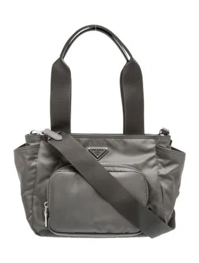 Pre-owned Prada Saffiano Leather Diaper Bag In Gray