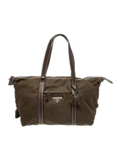Pre-owned Prada Saffiano Leather Diaper Bag In Green