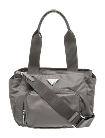Pre-owned Prada Saffiano Leather Diaper Bag In Grey
