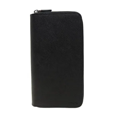 Prada Saffiano Leather Document Holder In Black