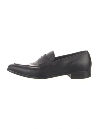 Pre-owned Prada Saffiano Leather Dress Loafers In Black