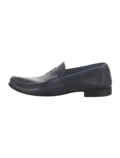 Pre-owned Prada Saffiano Leather Dress Loafers In Blue