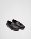 Prada Black Leather Loafers In Black
